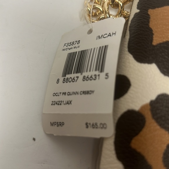 COACH LEOPARD OCELOT QUINN CROSSBODY CHAIN BAG F35878 Tan Black Brown - Picture 7 of 10